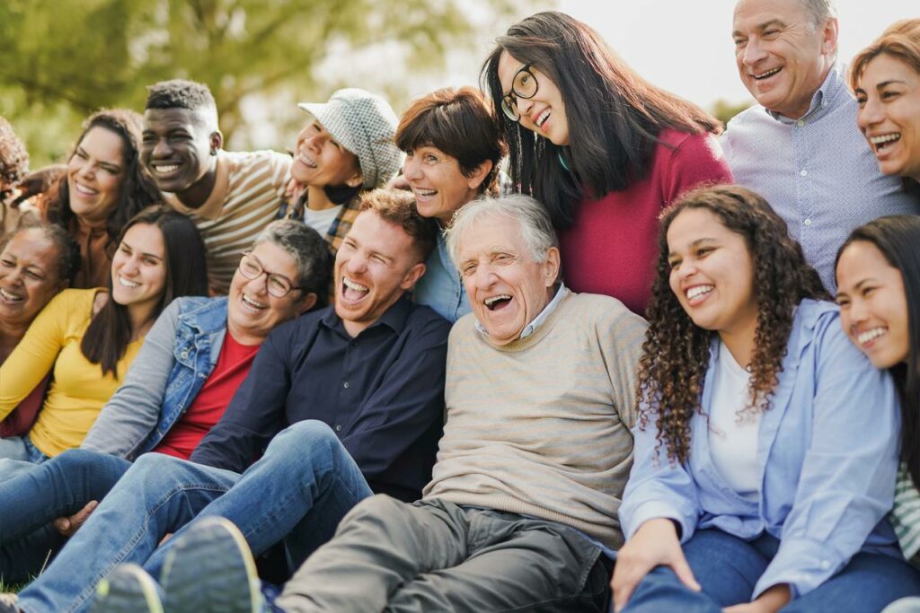 A group of people taking a photo together at a community event.