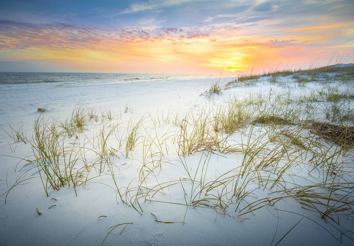 A peaceful view of the ocean at the Gulf Islands National Seashore.